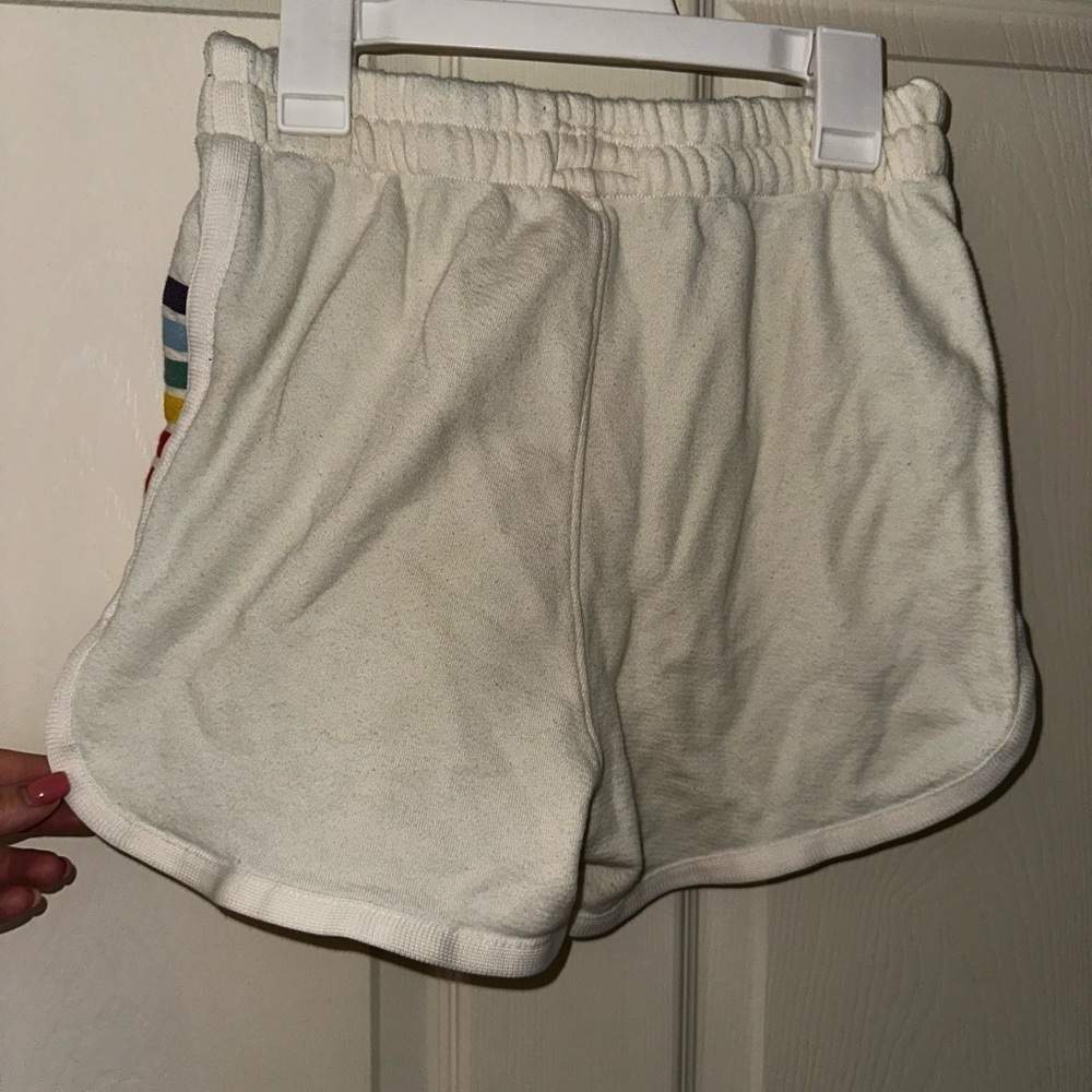 MOTHER Women's cream Shorts with Rainbow Stripes XS loungewear casual - Picture 6 of 8